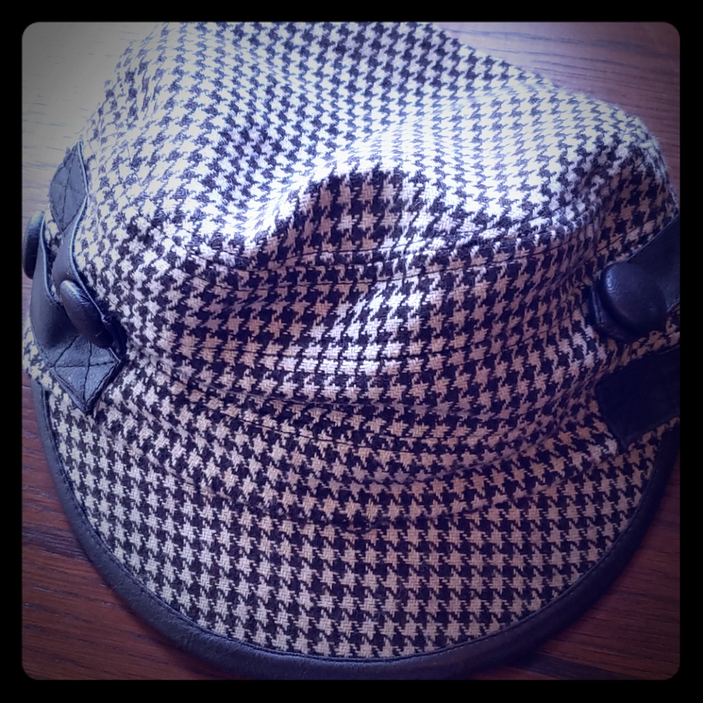Brown and white womens hat